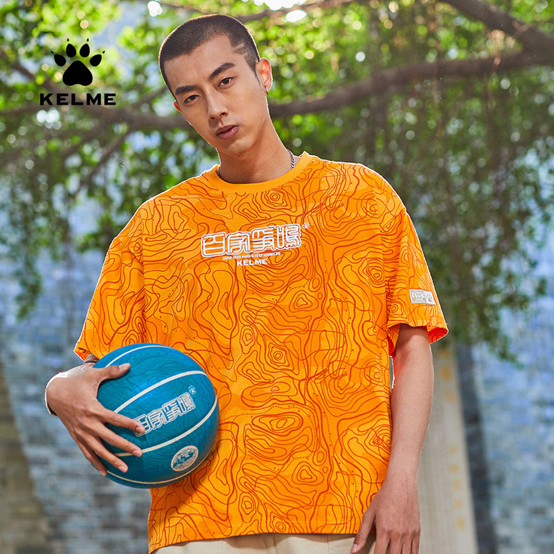kelme卡尔美t恤男2020新款篮球文化运动短袖纯棉中国风印花半袖潮TX60225002