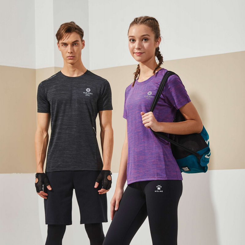 kelme夏季运动T恤男女同款速干透气跑步健身服训练上衣3891551、3892551