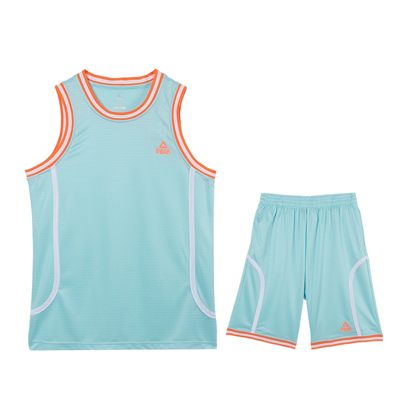 匹克PEAK男子篮球短套装透气比赛篮球服队服F702181-冰蓝-荧光橙-黑色-玫瑰紫-大白-浅蓝