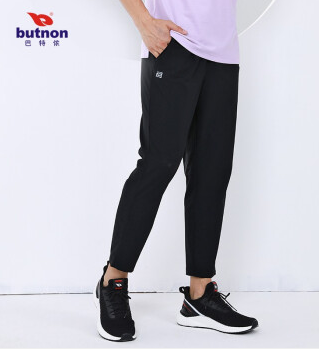 巴特侬butnon男士运动长裤夏季新品透气排汗高弹锦纶M1231 黑色