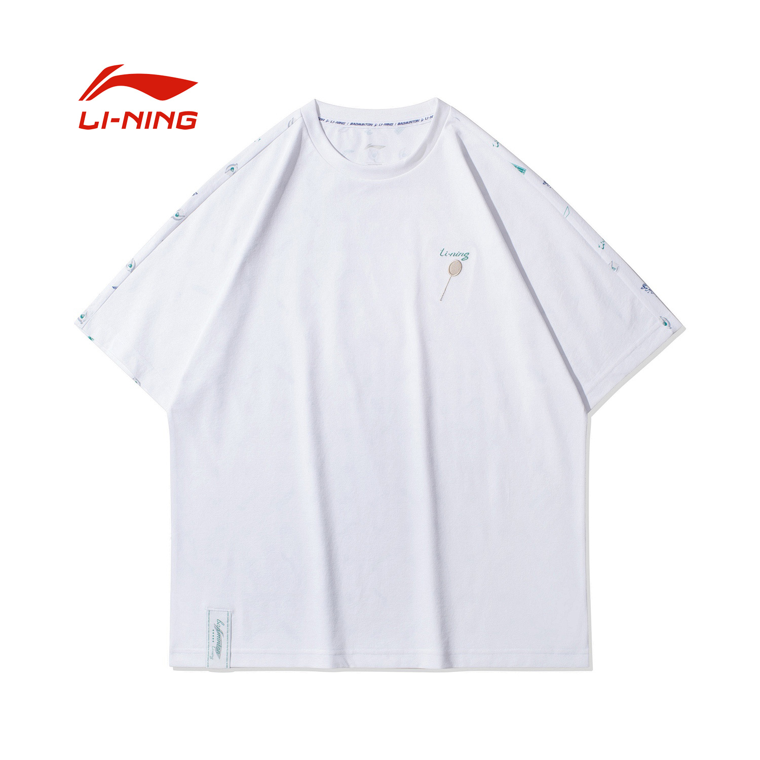 李宁羽毛球系列男子吸汗舒适宽松短袖文化衫2021年夏新款AHSR061-1-3