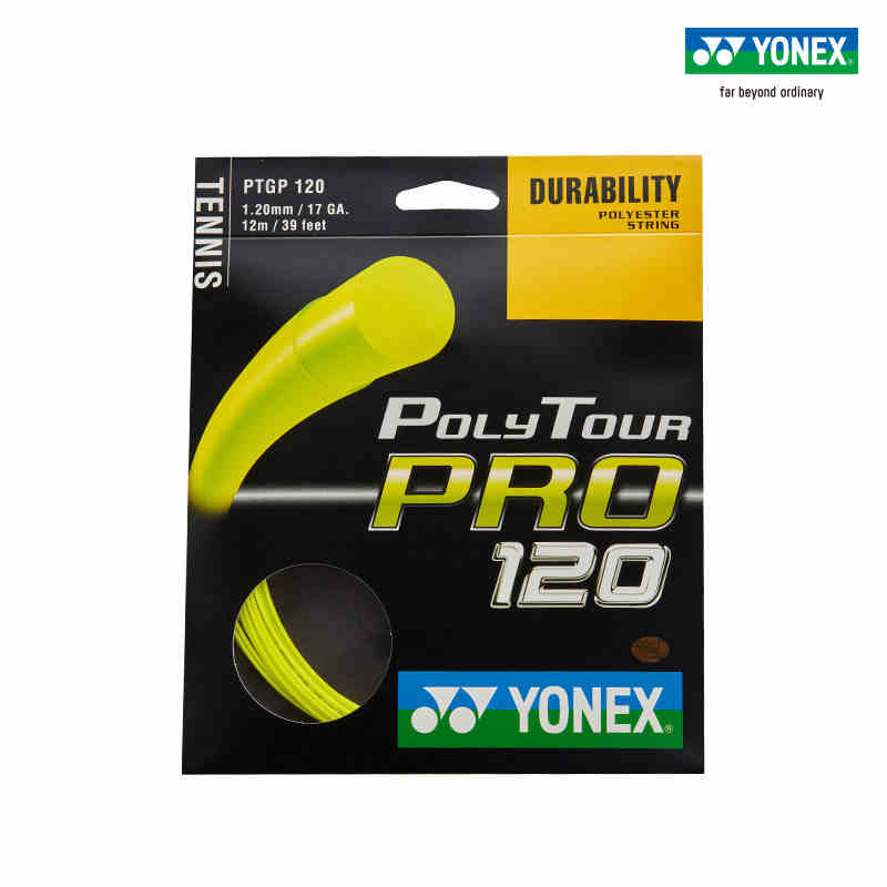 YONEX/尤尼克斯球拍线网球线聚酯耐久型网线yy PTGP120YX-闪黄色-蓝色