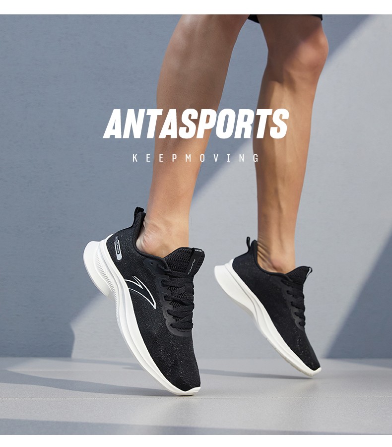 安踏男跑步鞋2021新品运动鞋透气舒适时尚轻便休闲鞋子112125570-6-黑/象牙白