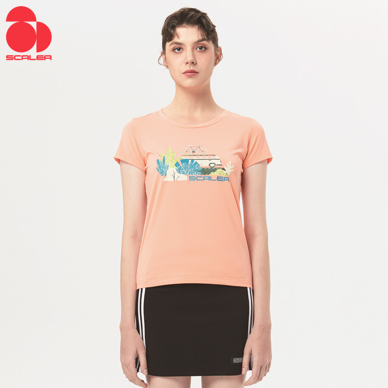 思凯乐运动户外速干T恤男女短袖打底衫圆领透气快干跑步 F4112025-藏蓝-海蓝-黑色、F4102025-奶油绿-白色-珊瑚橙