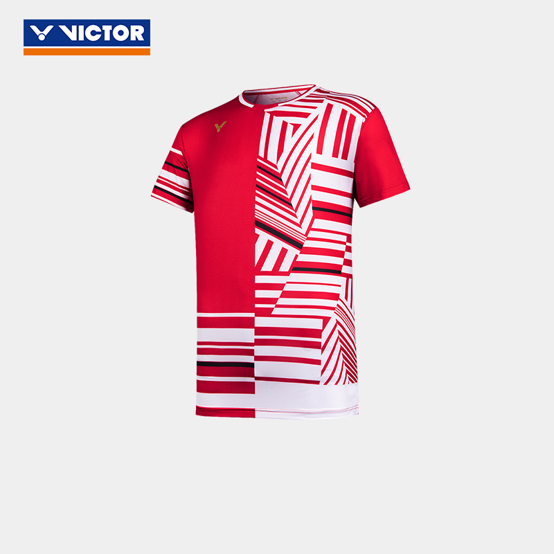 VICTOR/威克多羽毛球服丹麦国家队大赛服 T-10002、T-11002-丹麦红-白色