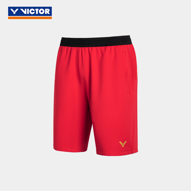 VICTOR/威克多羽毛球服大赛系列针织运动短裤 R-10200-丹麦红-白色