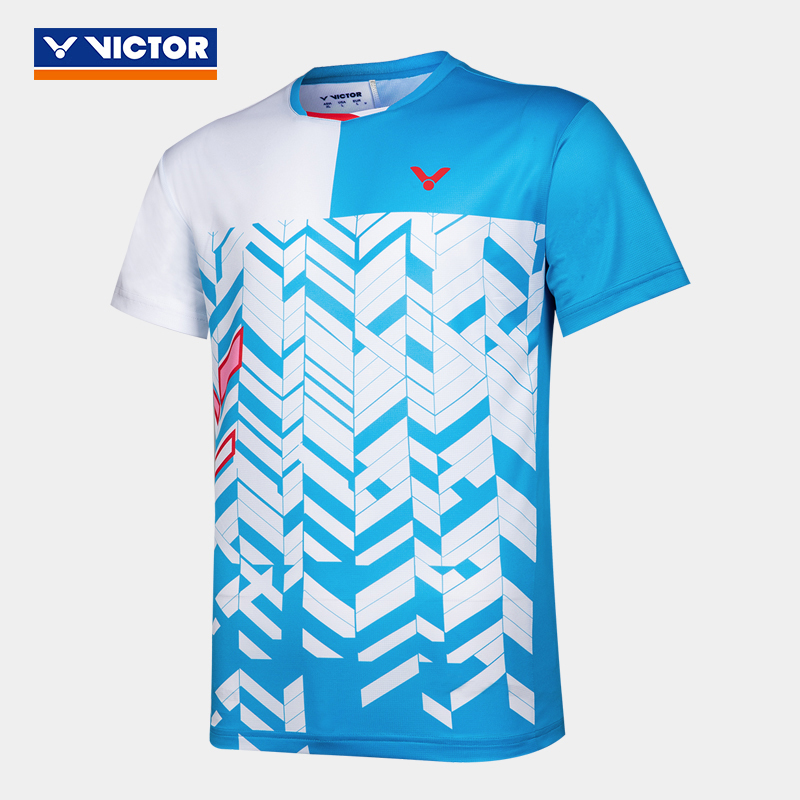 victor胜利羽毛球服 威克多男女款运动T恤短袖比赛系列 T-10007、T-11007-黑色-珊瑚蓝-玫瑰红-活力黄
