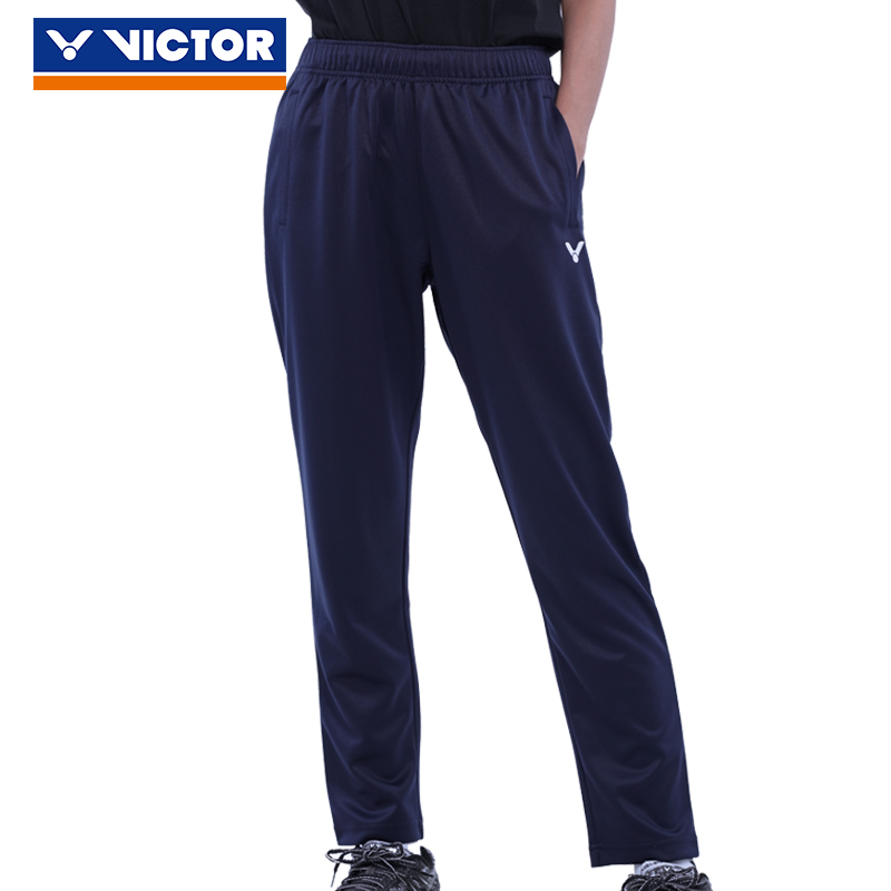 20年新款victor胜利羽毛球服长裤男女款威克多秋冬运动长裤 P-00802-黑色-世纪蓝