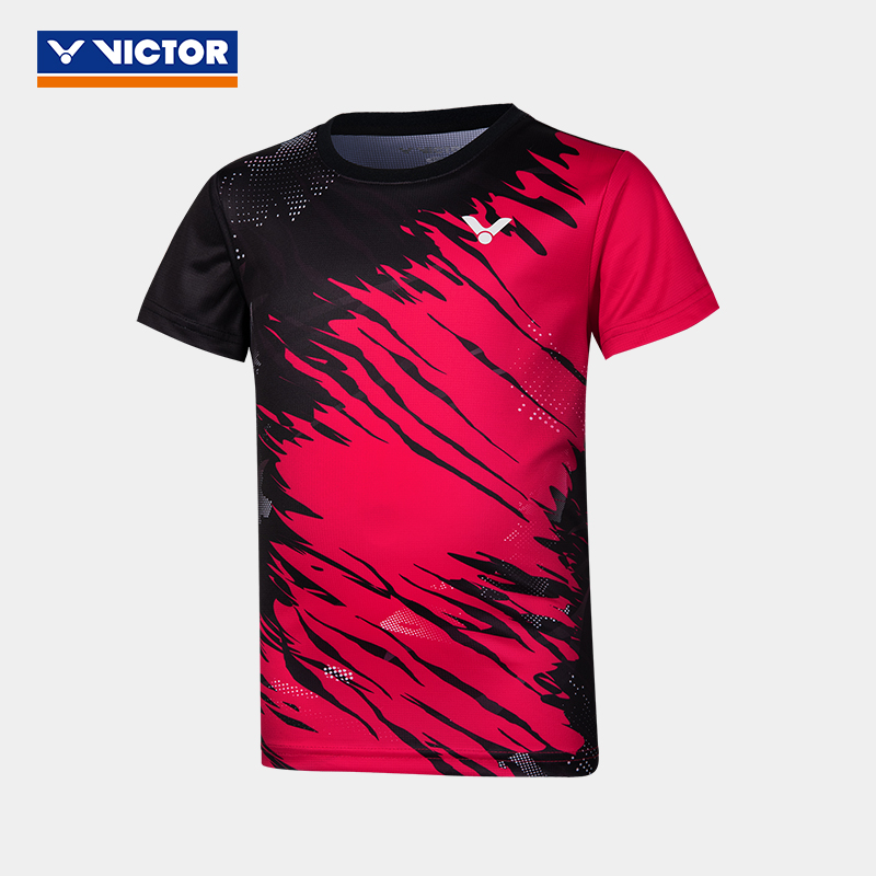 victor胜利儿童羽毛球服 威克多大赛款短袖T恤 T-12002TD-丹麦红-白色 T-12000TD-夏威夷蓝-帕拉代斯红