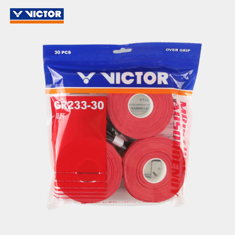 VICTOR胜利羽毛球拍手胶 维克多耐用粘性防滑握把胶30条装 GR233-30-红色