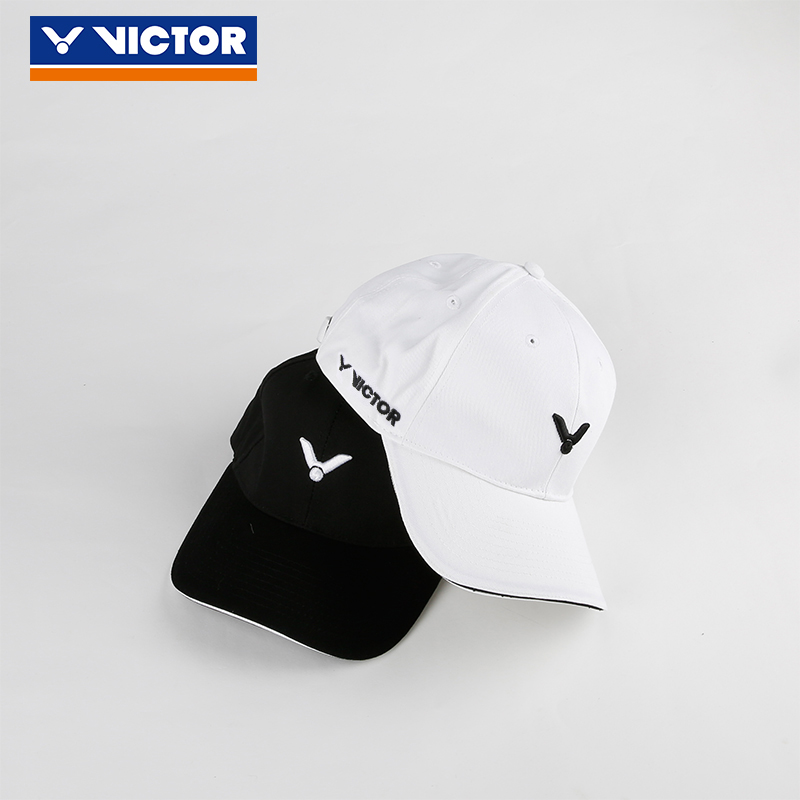 VICTOR胜利运动帽 威克多棒球帽羽毛球帽遮阳鸭舌帽 VC-209-白色-黑色