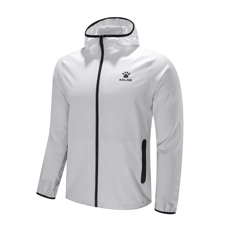 KELME卡尔女运动套装薄款黑白防风防晒户外运动外套夹克潮 3882203　白色、黑色