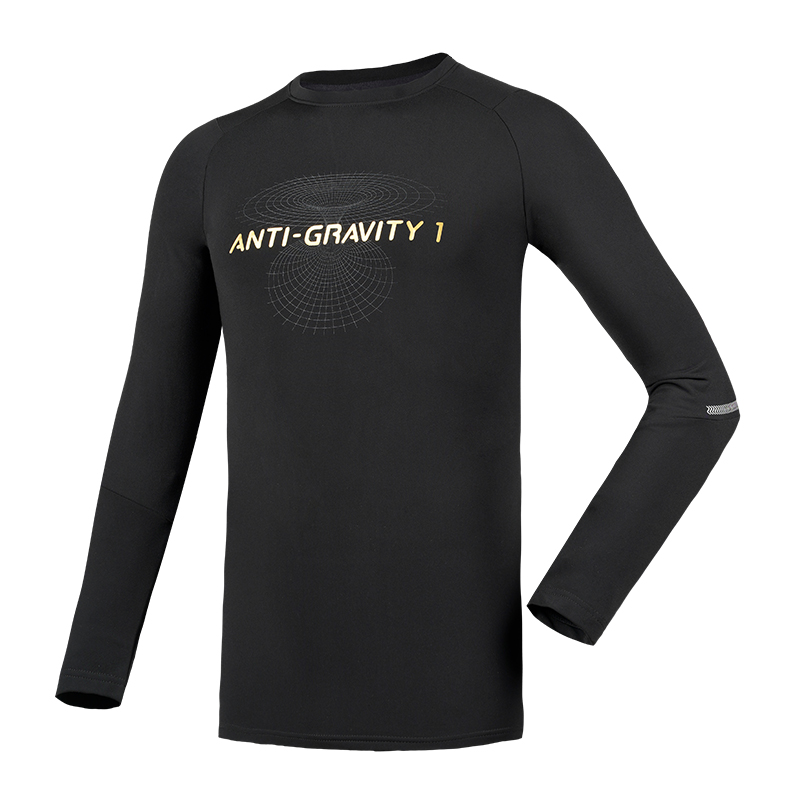 多威反重力长袖T恤男女2021年薄款跑步健身圆领运动休闲服 2302001-黑色