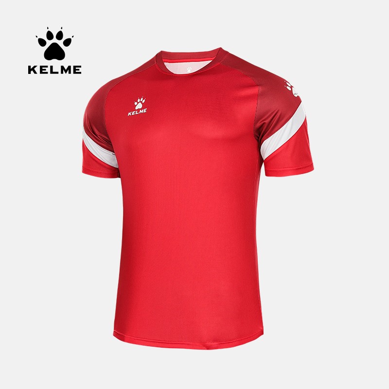 KELME足球短袖训练服2021新款男运动T恤 单上衣 8151ZB1007红色、 彩蓝、薄荷绿 深蓝色、紫红、深灰