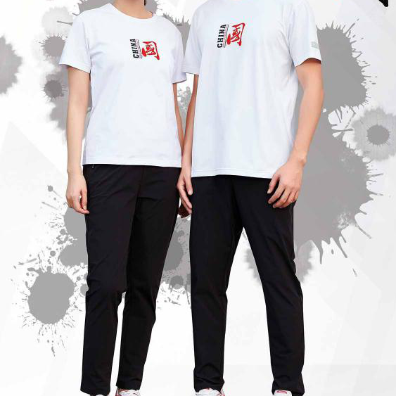 中健运动休闲男女T恤 21305-白色-正黑色