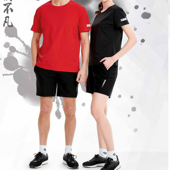 中健运动休闲男女T恤 21303-白色-正黑色-凌空蓝-山榉红