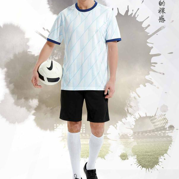 中健足球服套装 21405-星蓝-啡黑色-白色-宝蓝