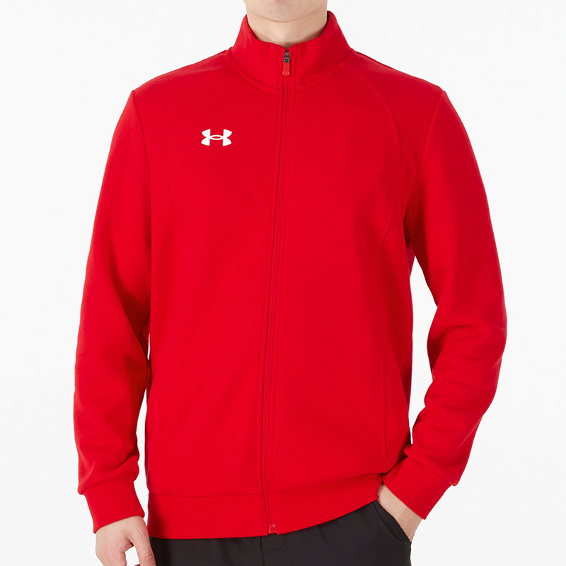 安德玛 UA 夹克男装运动服红色训练跑步立领外套 21600307-600
