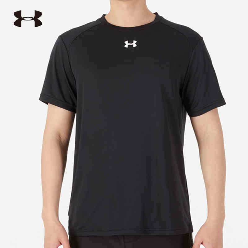 安德玛UA 短袖男2022春季新款宽松T恤跑步篮球运动服半袖 黑色 21500513-001