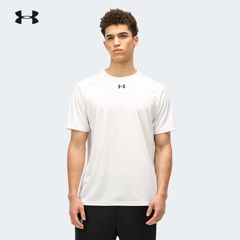 安德玛UA T恤男装2022春季新款白色运动半袖健身短袖上衣 白色 21500539-100