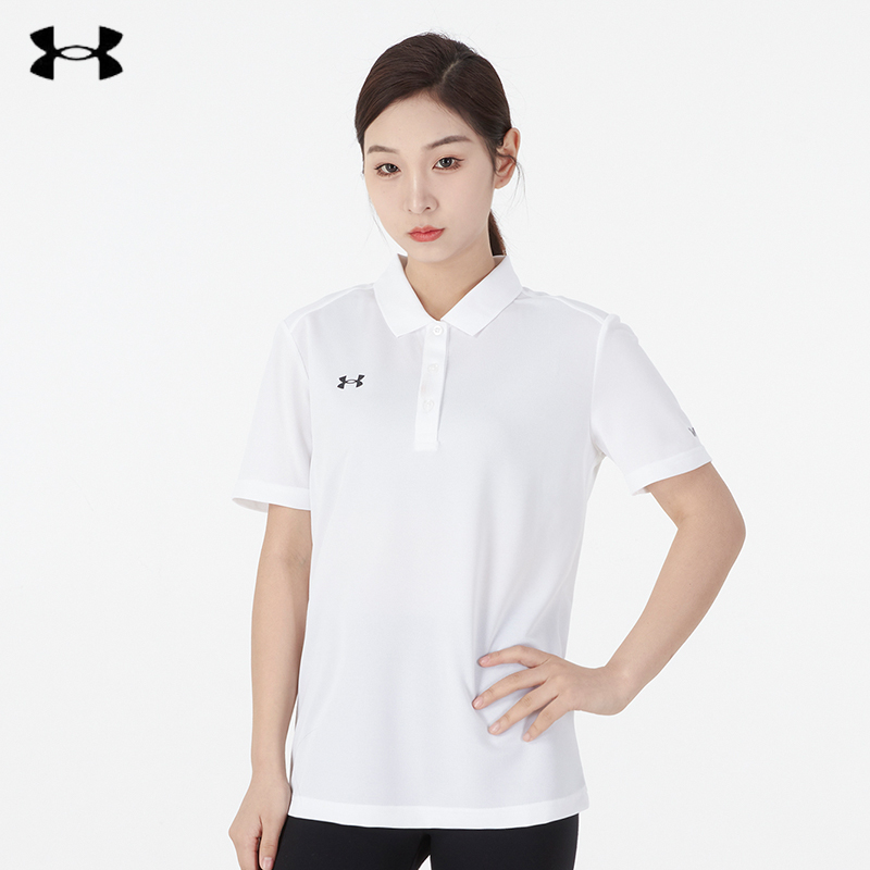 安德玛UA POLO衫女装运动服高尔夫翻领短袖T恤 白色 21500540-100
