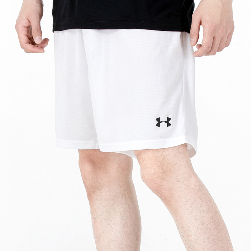安德玛UA 短裤男裤2022新款运动裤跑步训练健身五分裤 白色 21500201-001