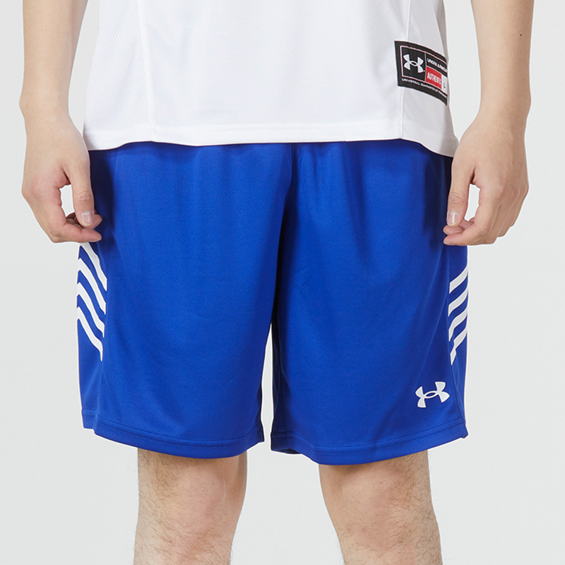 UA安德玛 短裤男新款运动裤篮球训练蓝色五分裤 蓝色 21500204-400