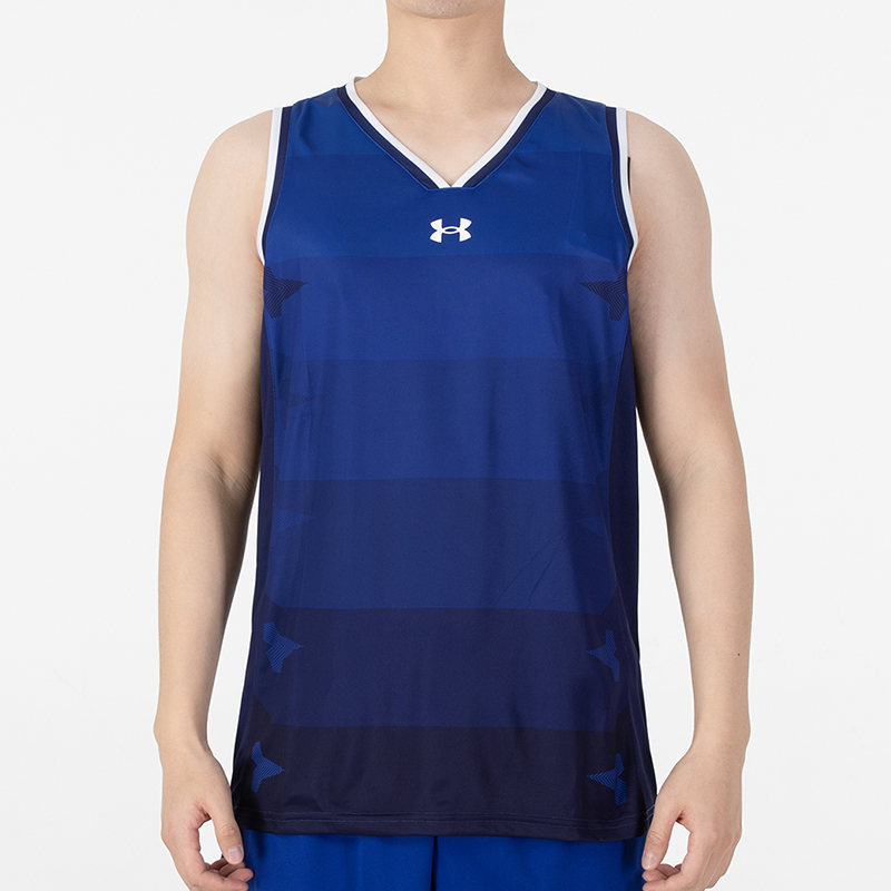 UA安德玛 背心男运动服篮球比赛训练无袖休闲T恤 蓝色 21500106-400
