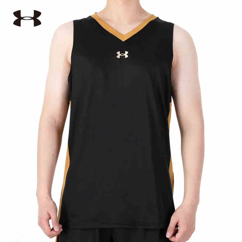 UA安德玛 背心男装2022新款篮球运动训练比赛透气无袖T恤 黑色 21500107-001