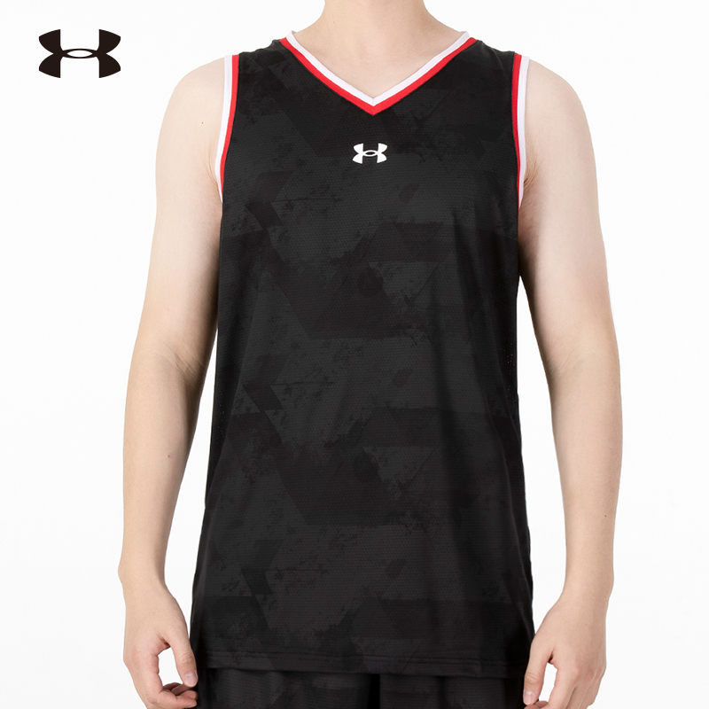 安德玛UA 运动背心男2022新款篮球球衣健身无袖训练透气T恤 黑色 21500108-001