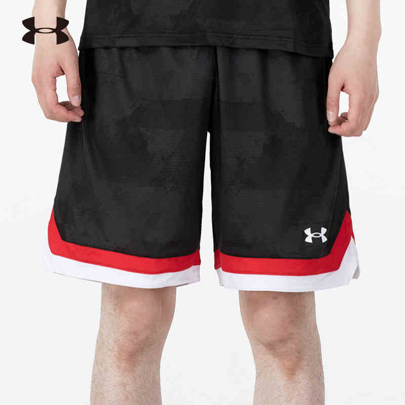 UA安德玛 短裤男裤2022新款运动篮球裤训练跑步宽松五分裤 黑色 21500208-001